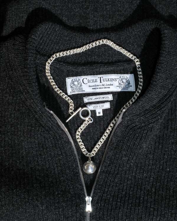 Cecile Tulkens Lambswool Zip-Up Cardigan - Charcoal | Garmentory