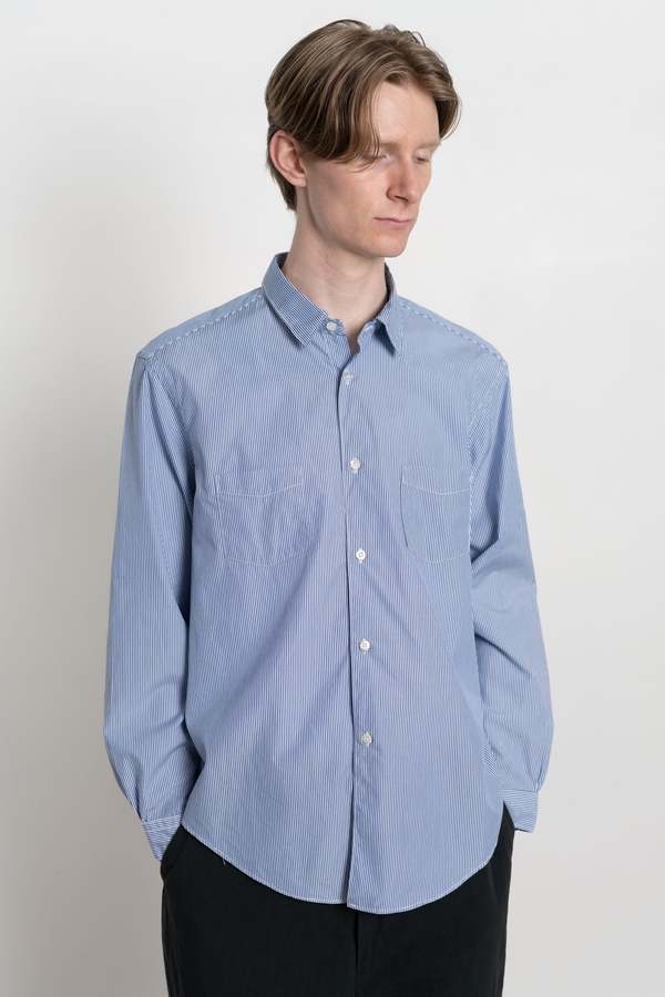 ENDS and MEANS Aldous Shirts - Blue Stripe | Garmentory