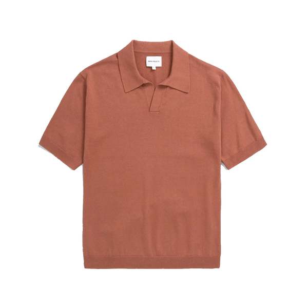Norse Projects Leif Cotton Linen Polo - Red Clay