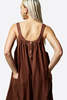 "INTENTIONALLY __________." DELPHINE LINEN OVERALLS - CHOCOLATE/BLACK - Thumbnail 2