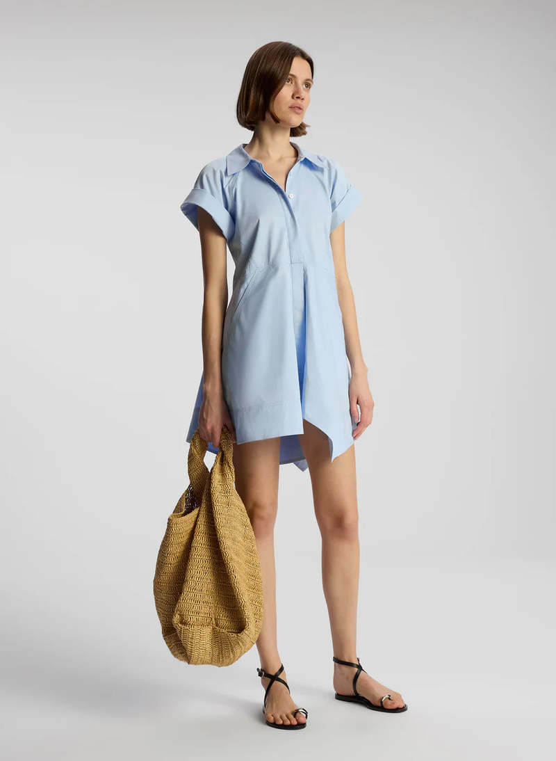 A.L.C. Julie Cotton Mini Shirt Dress - Sky Blue