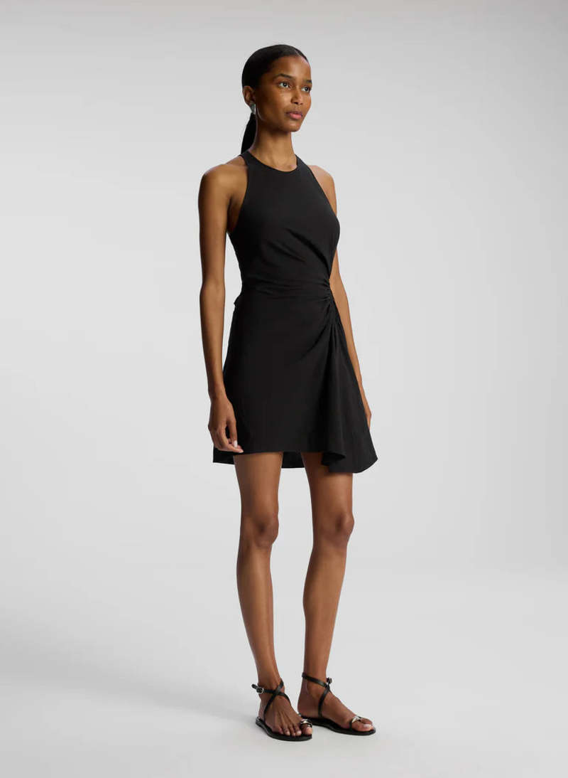 A.L.C. Rue Linen Mini Dress - Black | Garmentory
