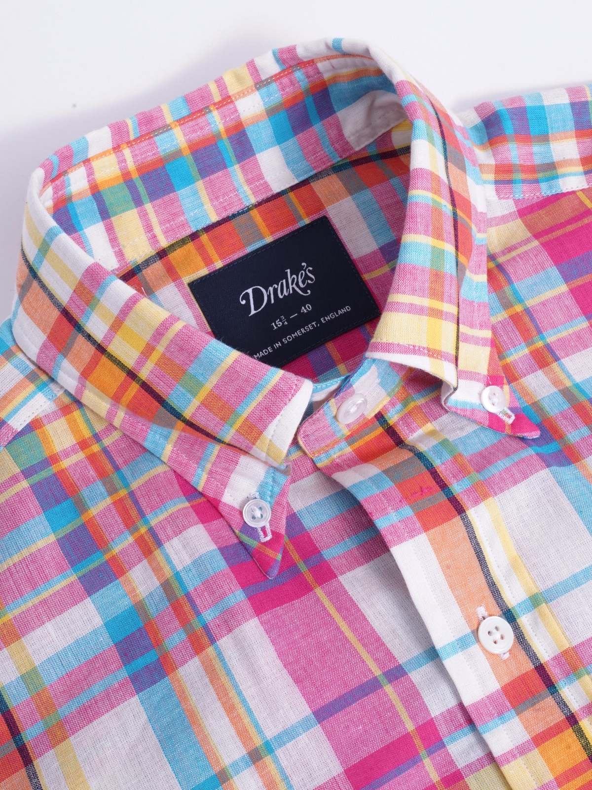 DRAKE'S MADRAS BD SHIRT - PINK MULTI - Image 3 of 4