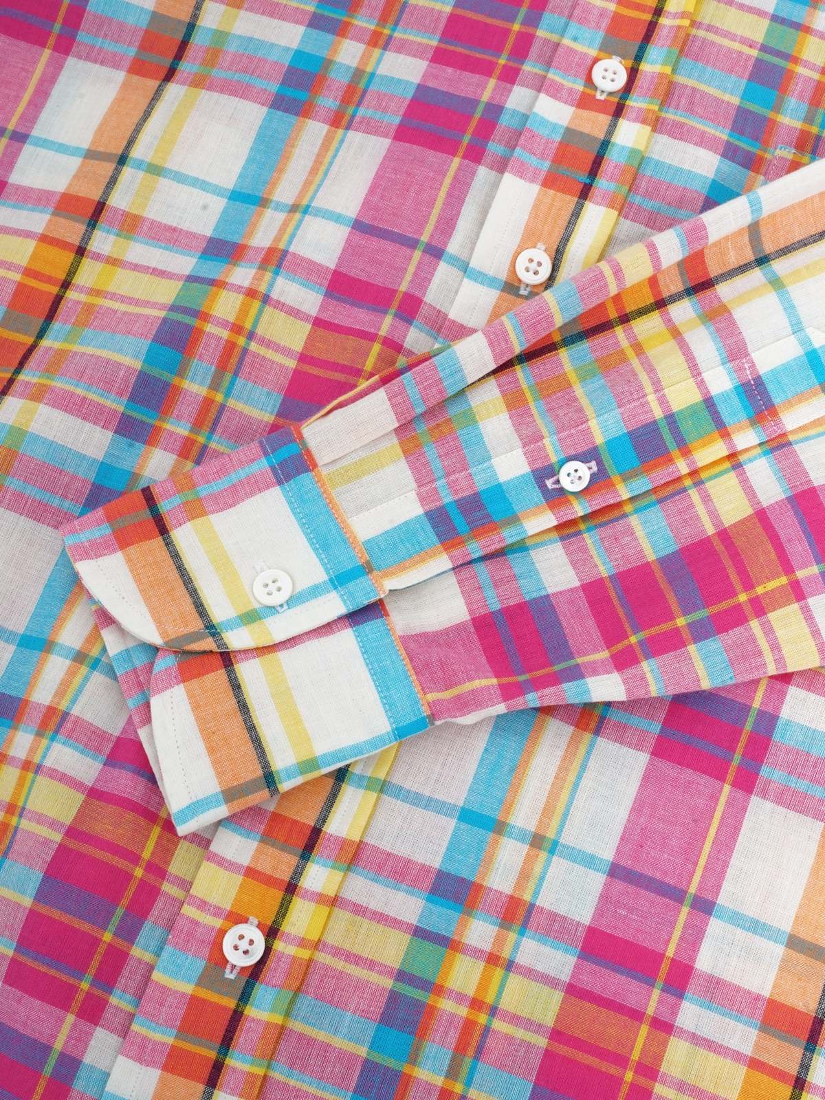 DRAKE'S MADRAS BD SHIRT - PINK MULTI - Image 4 of 4