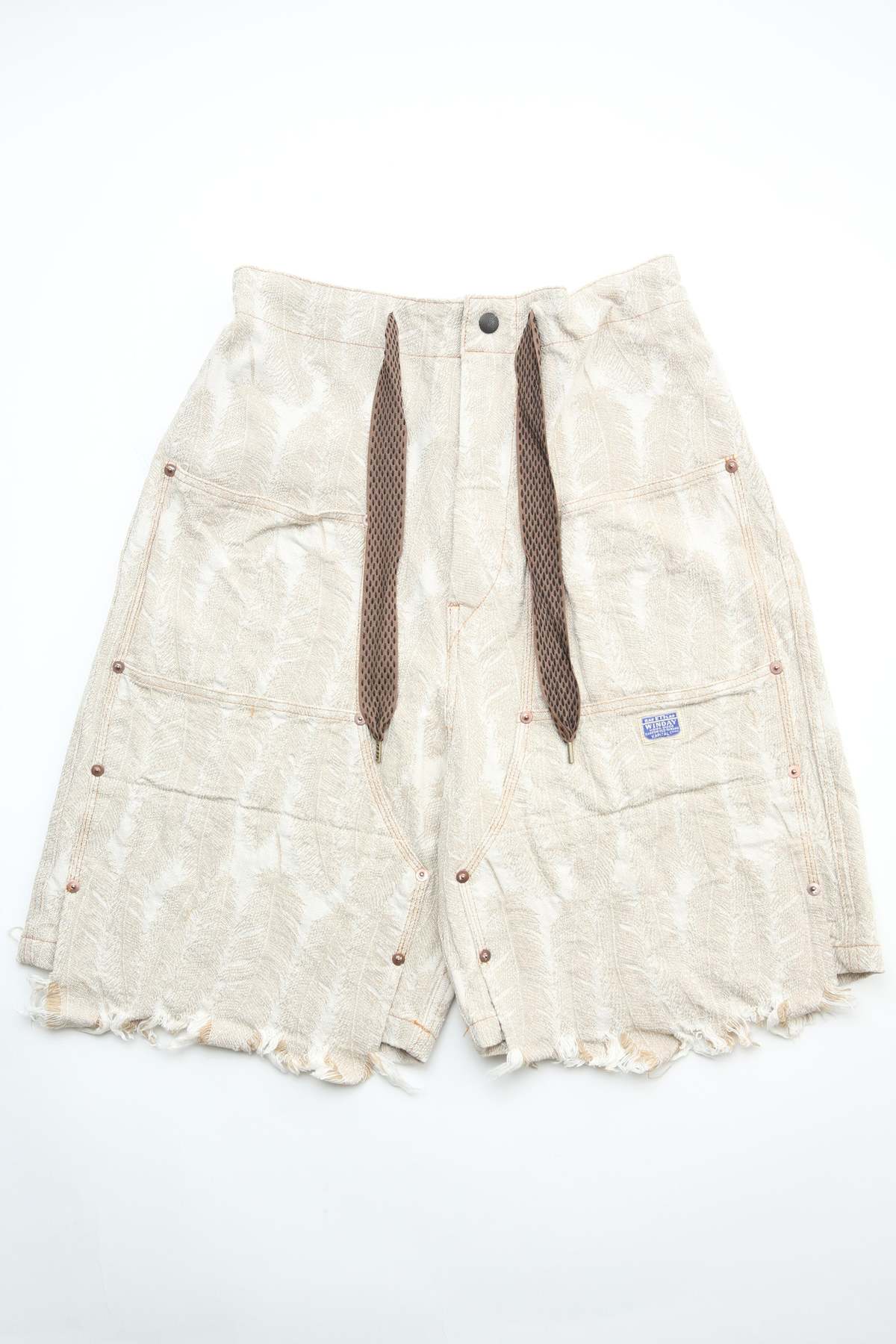 Kapital 12oz Magpie Denim W-Knee Easy Shorts - Natural | Garmentory