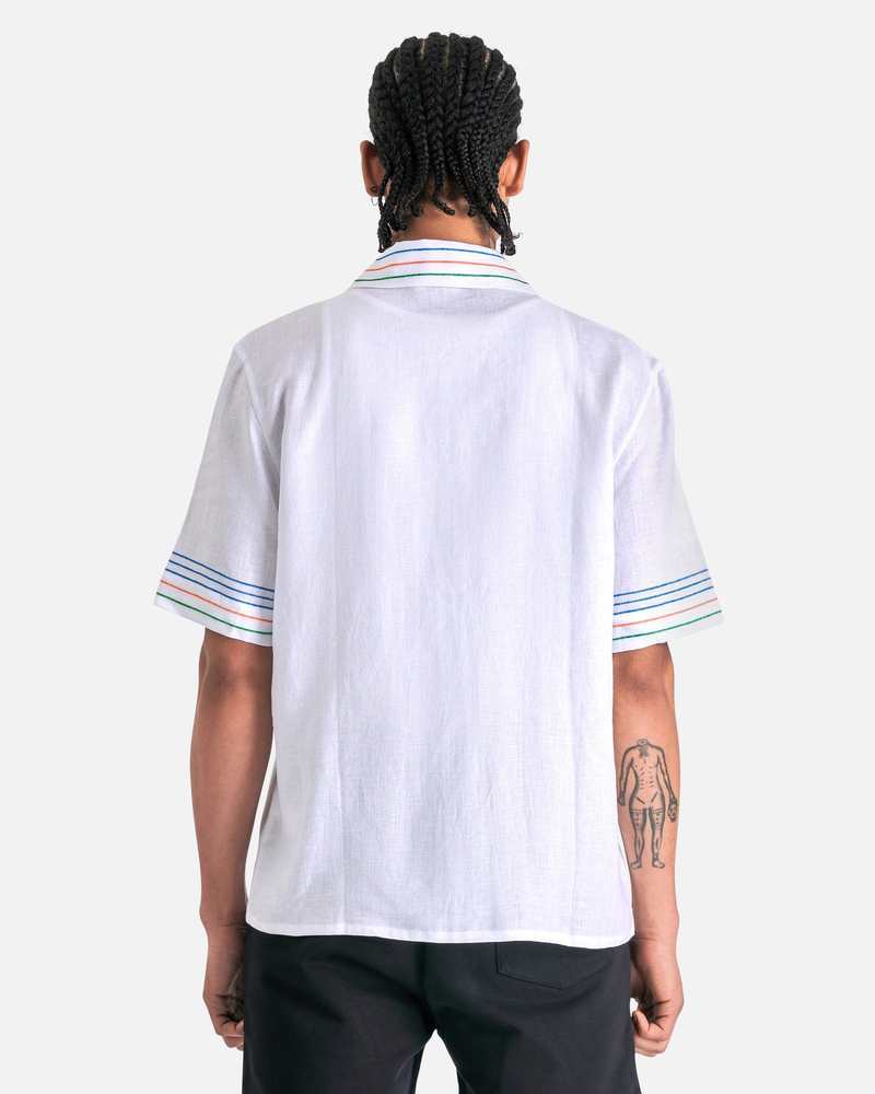 Casablanca Le Fil de La Musique Chainstitch Embroidered Linen Shirt - White
