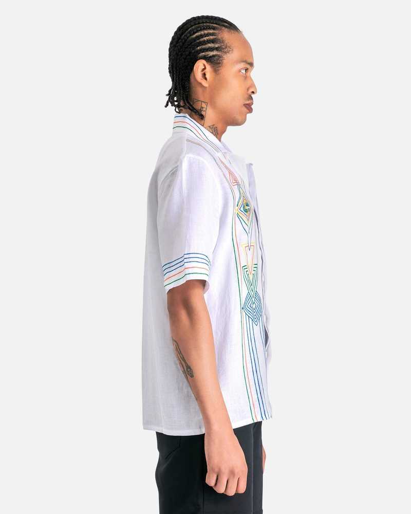 Casablanca Le Fil de La Musique Chainstitch Embroidered Linen Shirt - White
