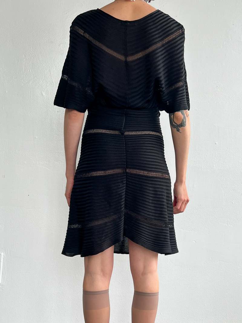 Vintage Valentino Knit Cape Dress - Black | Garmentory