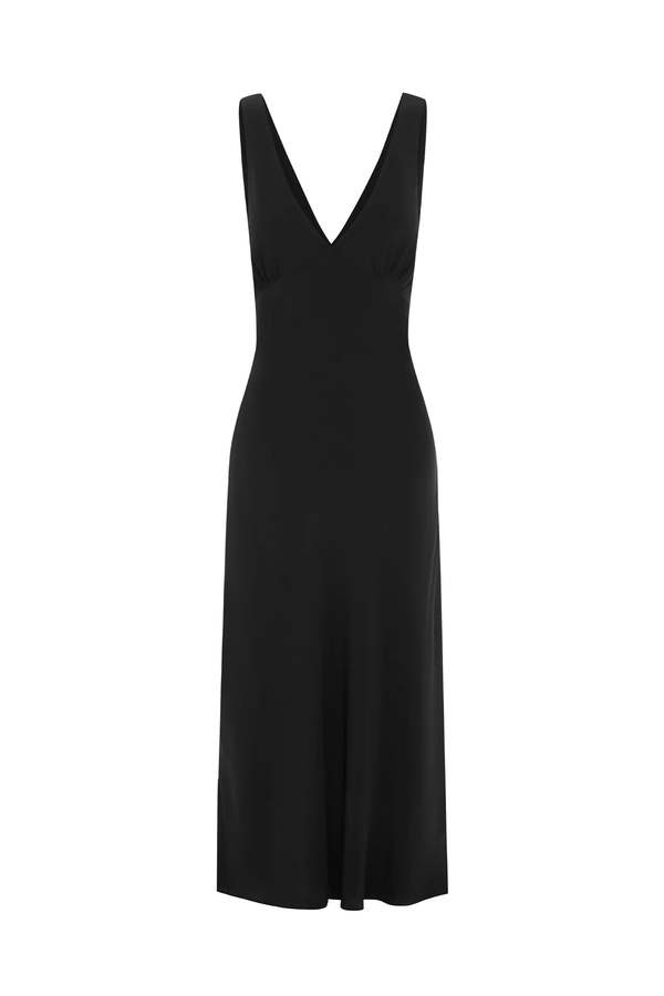 Olga Joan Plunge bias dress - BLACK