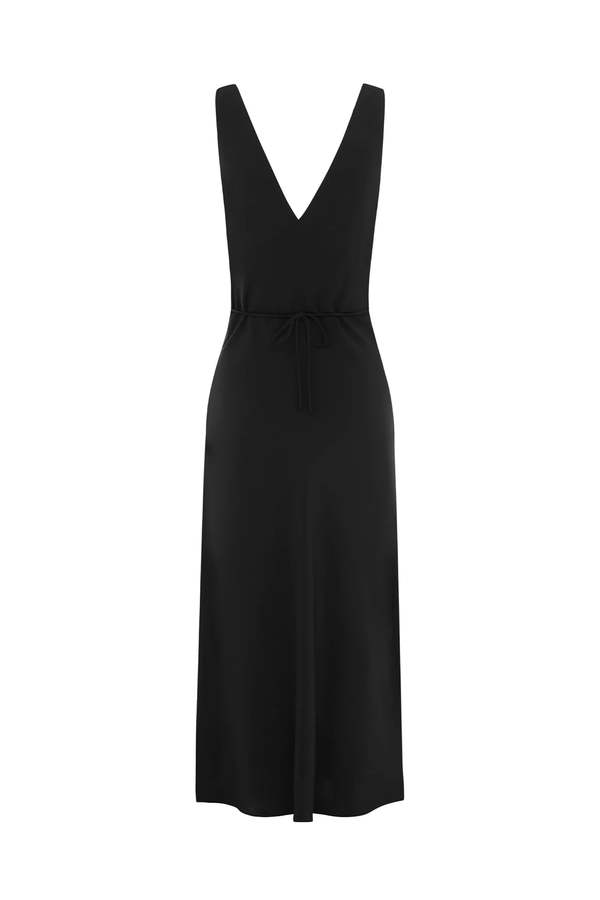 Olga Joan Plunge bias dress - BLACK
