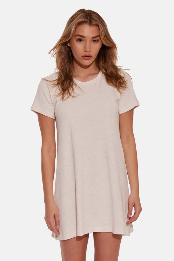 The Tile Club Terry Tee Dress - Ivory