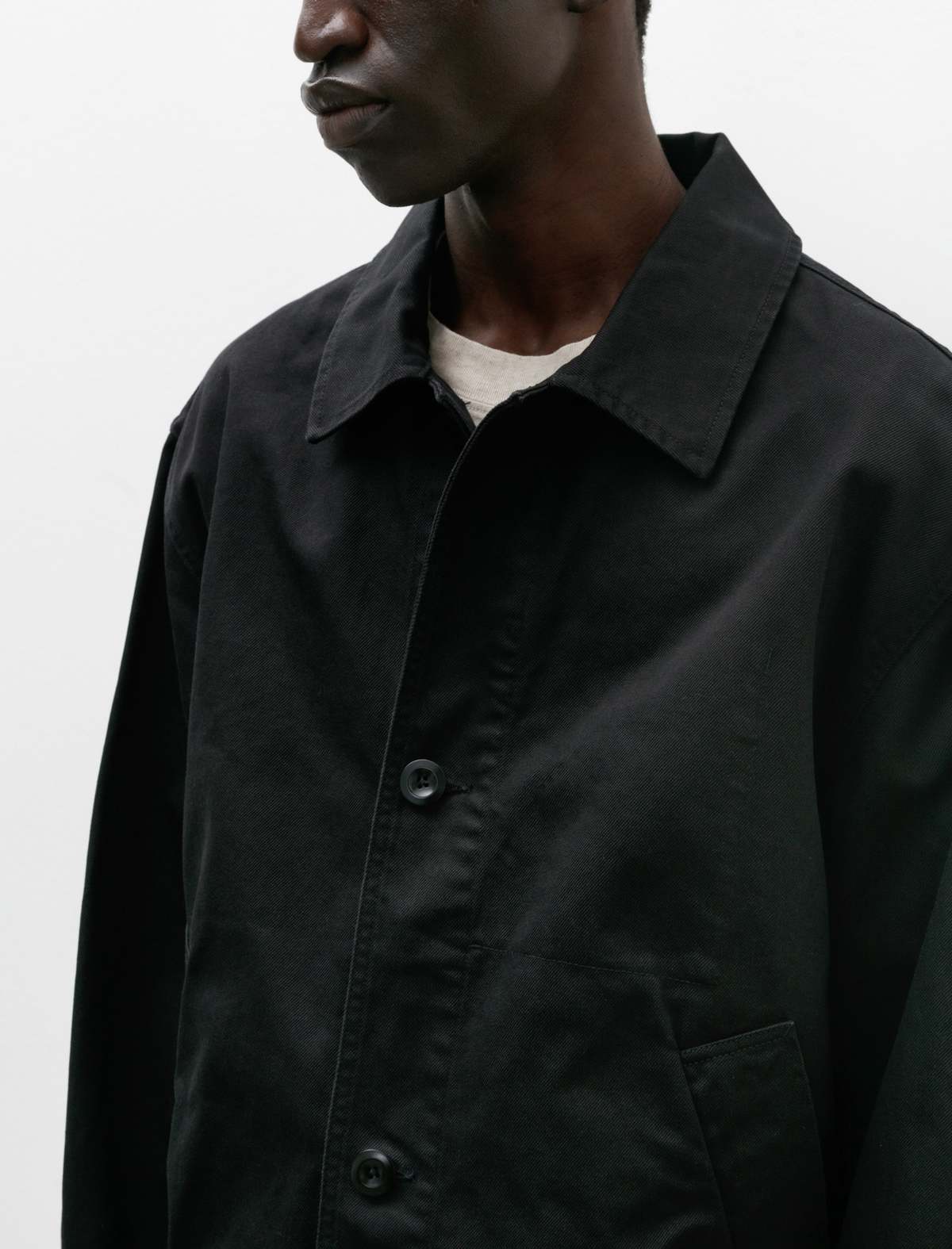 Margaret Howell Cotton Drill Boxy Worker Jacket - Black | Garmentory