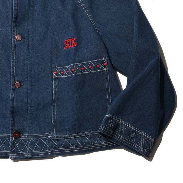 Bode Embroidered Denim Jacket - Indigo | Garmentory