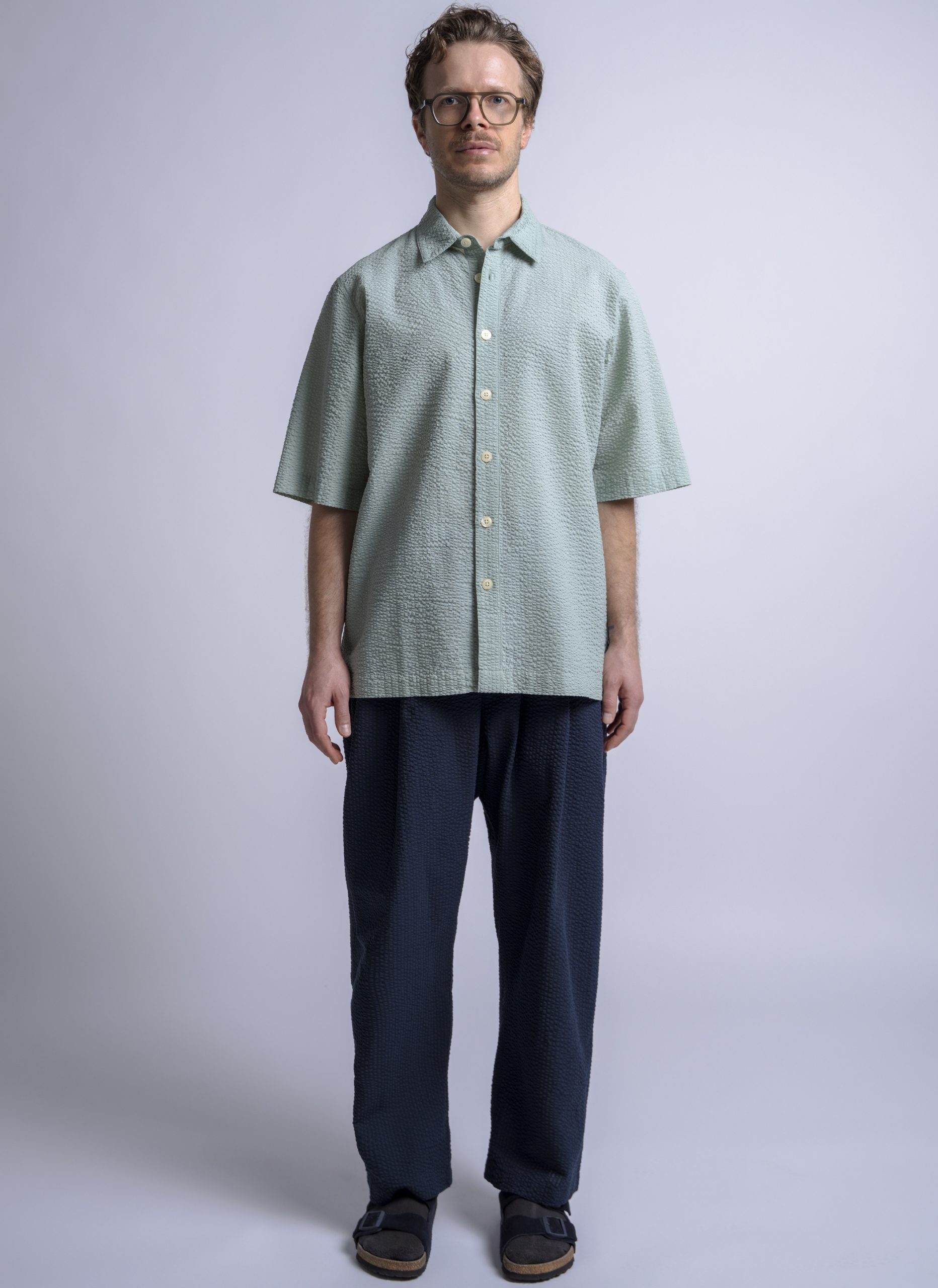 La Paz Branco Micro Squares Button Down Shirt Seagrass main image 0