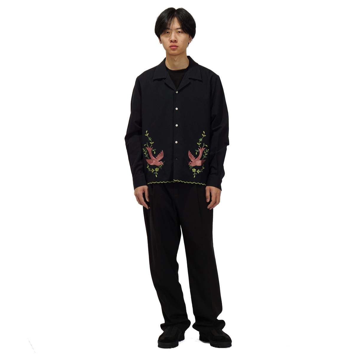 Bode Rosefinch Ls Shirt - Black | Garmentory