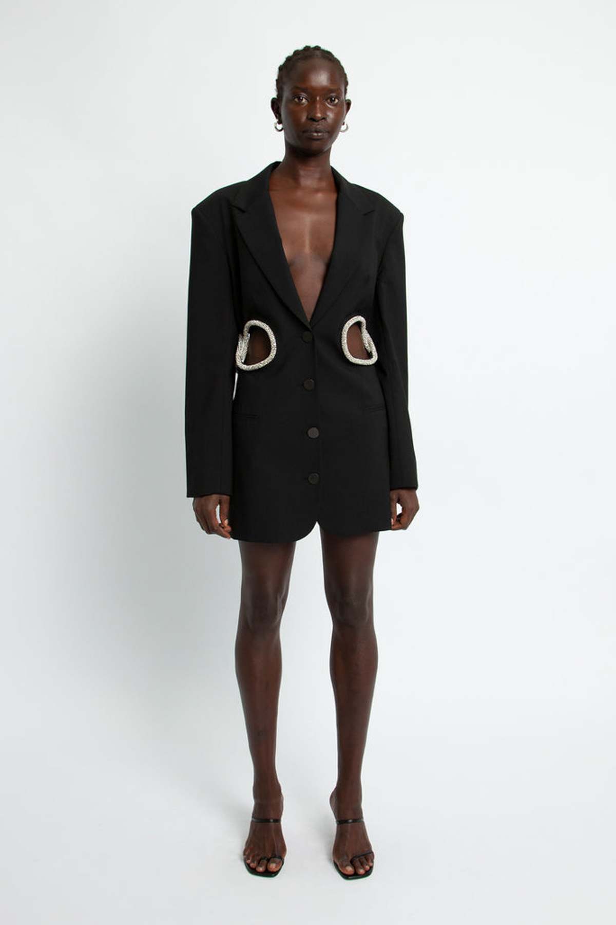 Christopher Esber CRYSTAL LINKED BLAZER DRESS - Black/Clear Crystal - Image 1 of 6