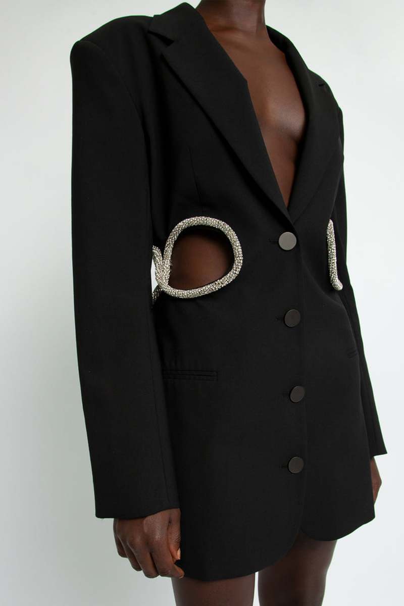 Christopher Esber CRYSTAL LINKED BLAZER DRESS - Black/Clear Crystal