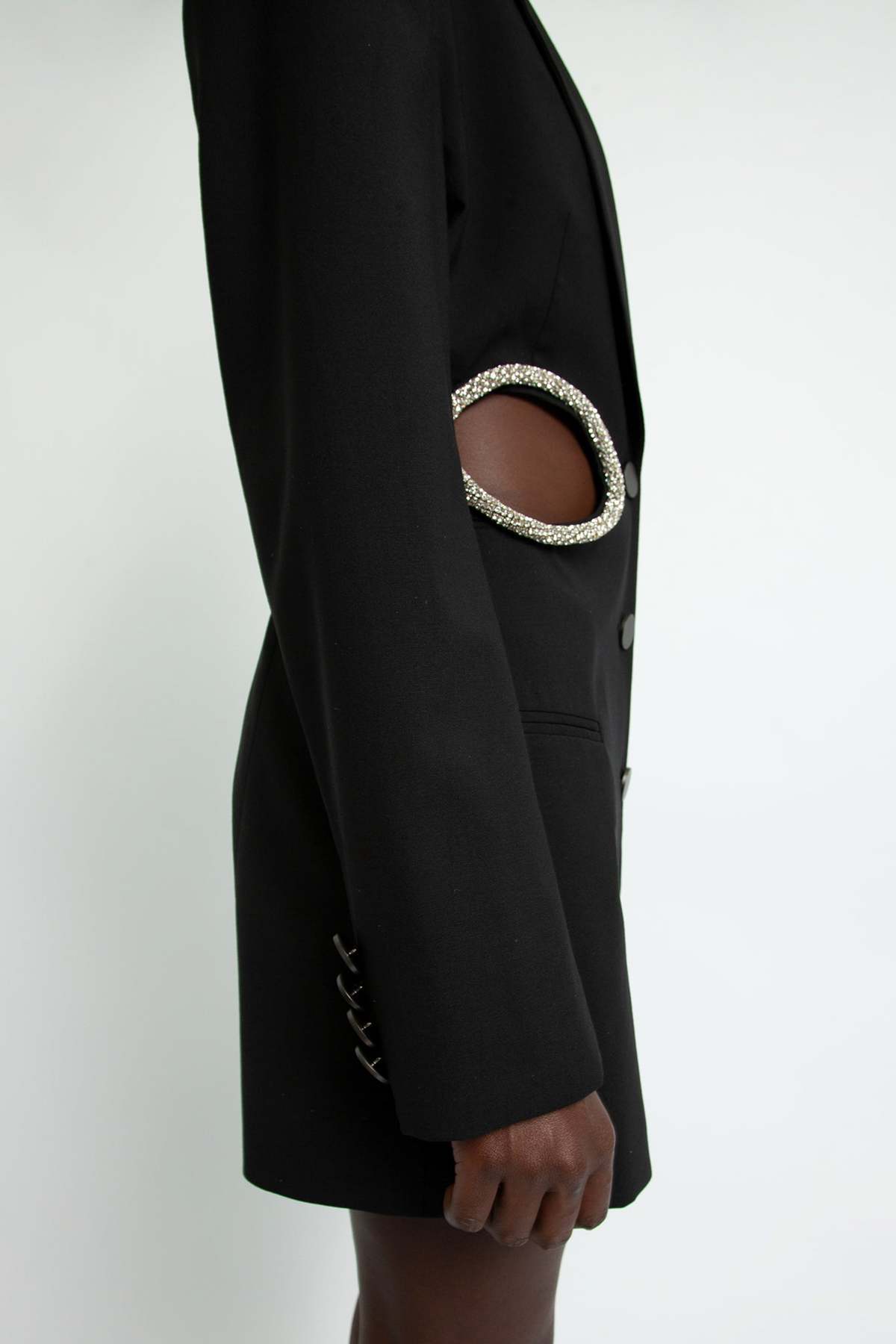 Christopher Esber CRYSTAL LINKED BLAZER DRESS - Black/Clear Crystal - Image 5 of 6