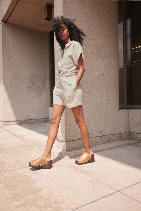 Eve Gravel AIDAN jumpsuit - Rayure Naturel/Peach