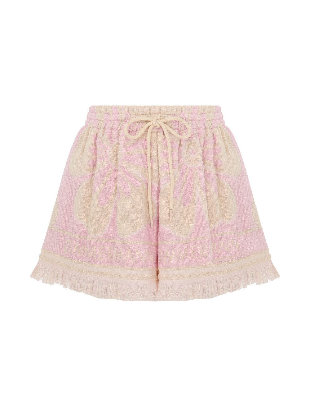 Zimmermann Pop Towelling Shorts - Pink/Cream | Garmentory