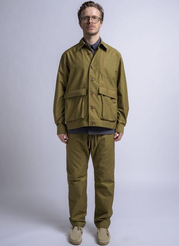 Grei. Tumbled Crepe Sateen Photographer Jacket - Olive Grei. Tumbled Crepe Sateen Photographer Jacket - Olive
