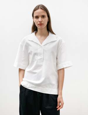 Margaret Howell SS Textured Cotton Utility Shirt - White | Garmentory