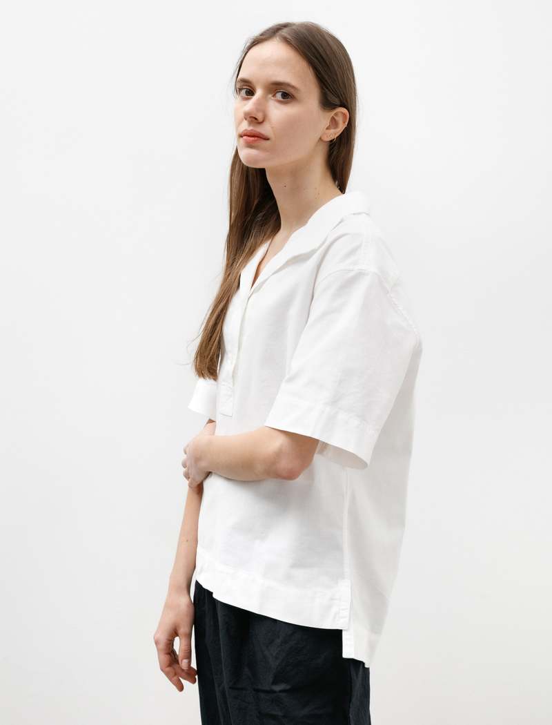 Margaret Howell SS Textured Cotton Utility Shirt - White