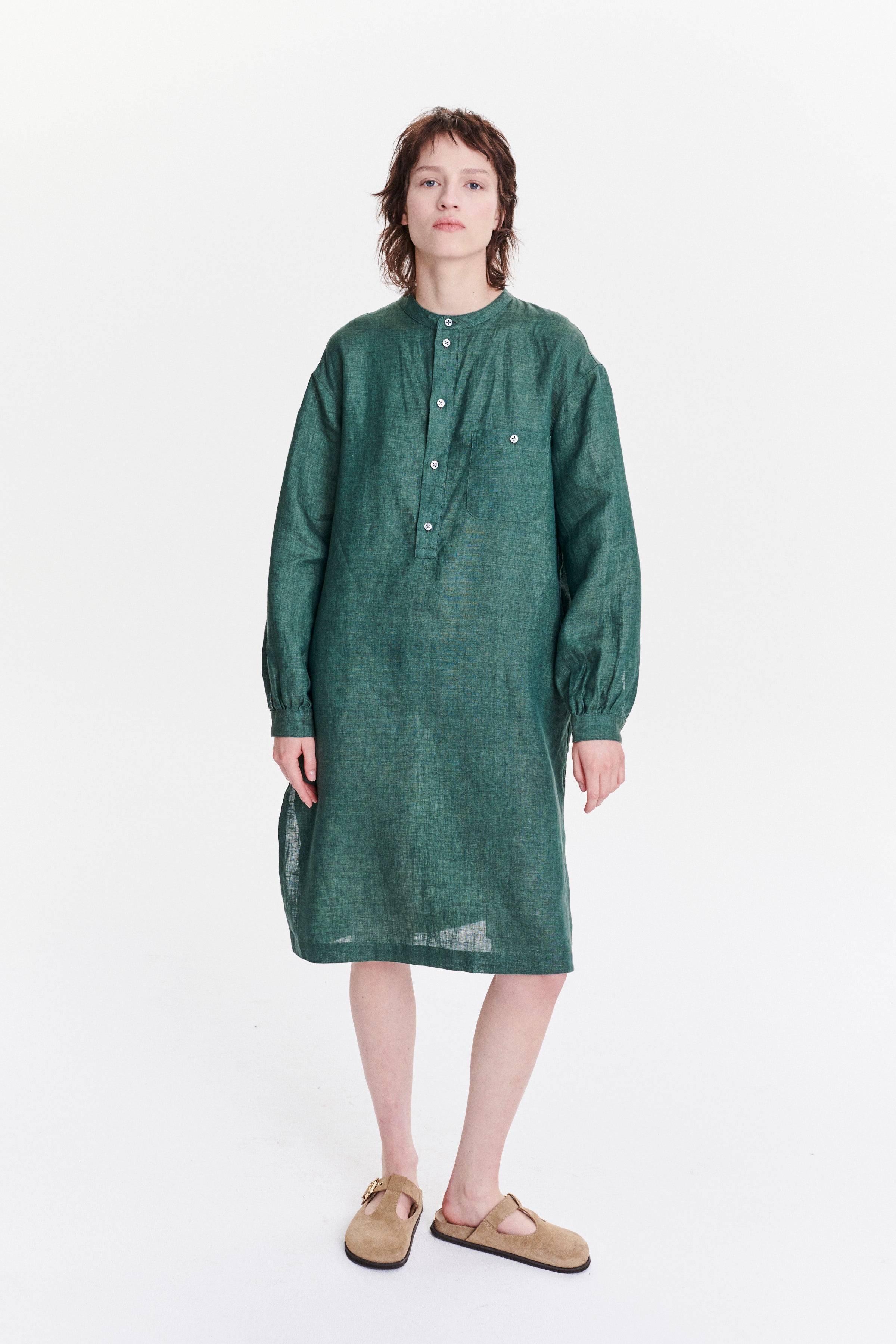 Delikatessen Pop Over a Delav Green Italian Masters of Linen Tunic Dress -  Delav Green | Garmentory
