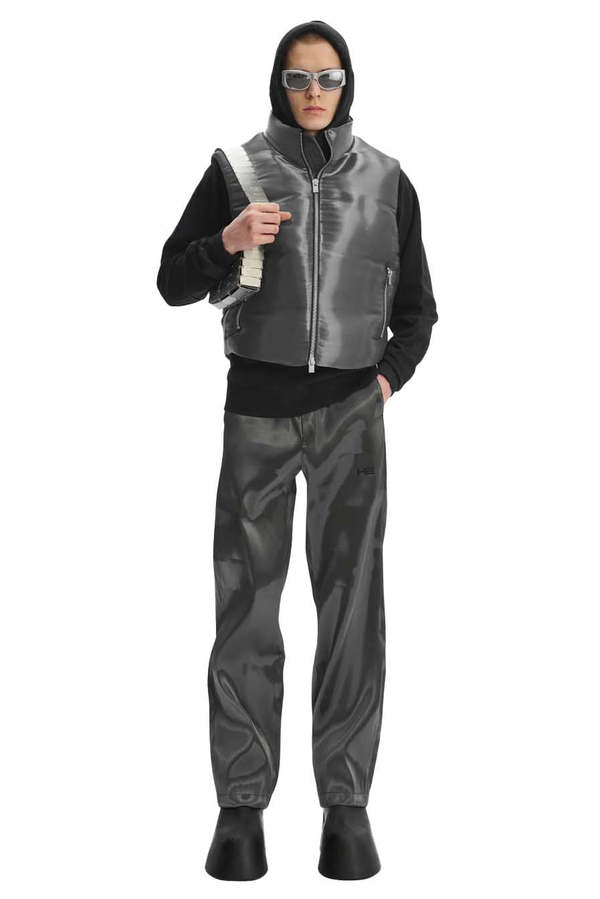 名作 heliot emil Liquid l Trousers パンツ HELIOT EMIL Gray Liquid Metal Trousers Heliot Emil