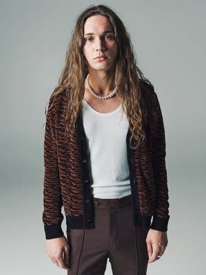 Ernest W. Baker Jacquard Cardigan - Black/Brown Zebra | Garmentory