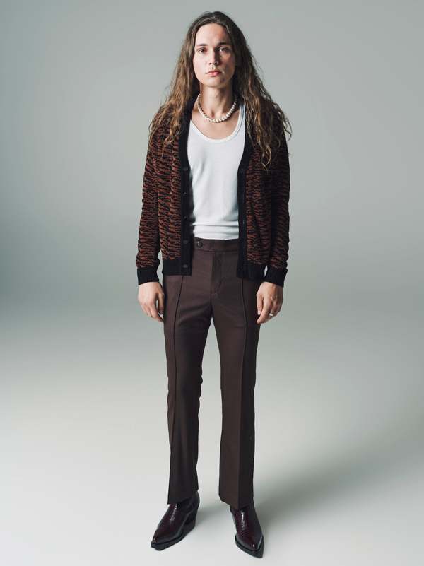 Ernest W. Baker Jacquard Cardigan - Black/Brown Zebra | Garmentory