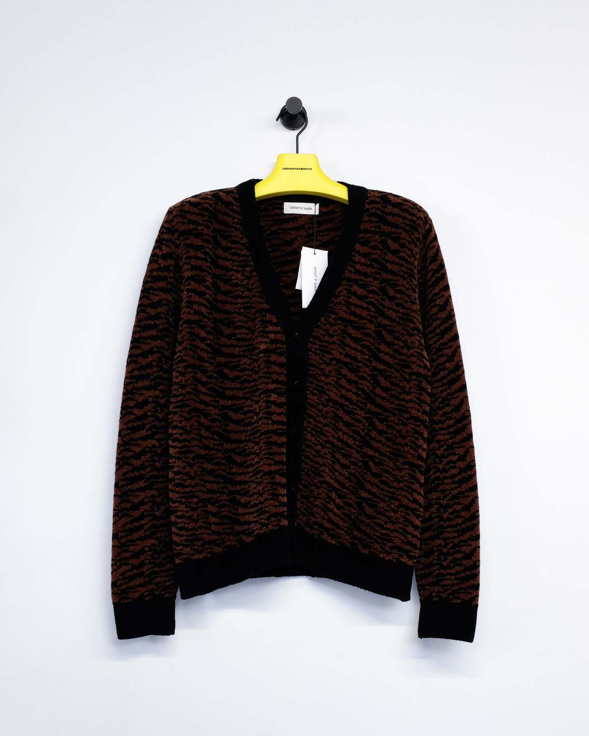 Ernest W. Baker Jacquard Cardigan - Black/Brown Zebra