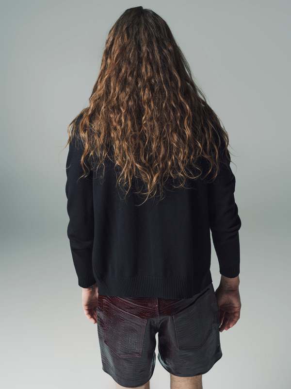 Ernest W. Baker Wool Spider Web Cardigan - Black | Garmentory