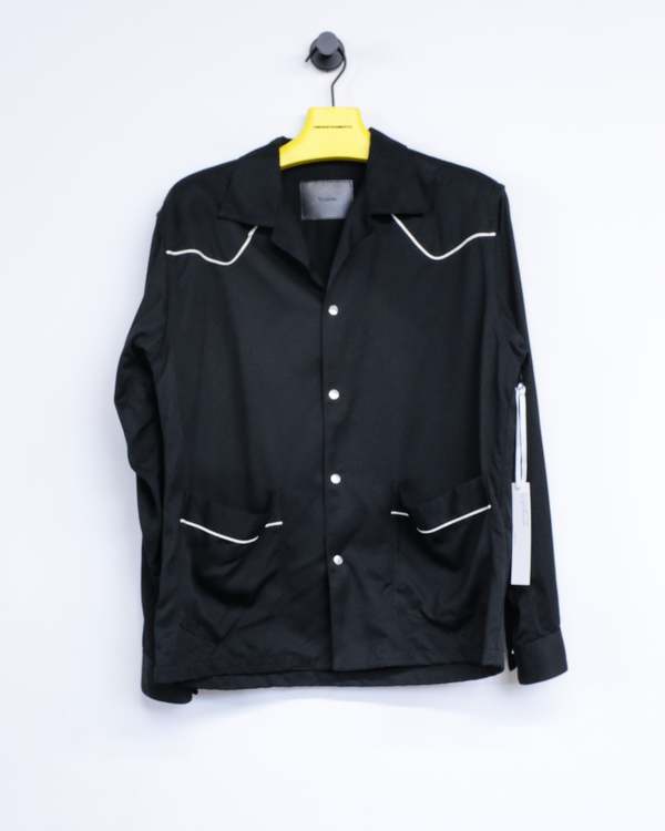 トップス WESTERN PAJAMA SHIRT RAYON GABARDINE The Letters Rayon Gabardine Western Pajama Shirt - Black