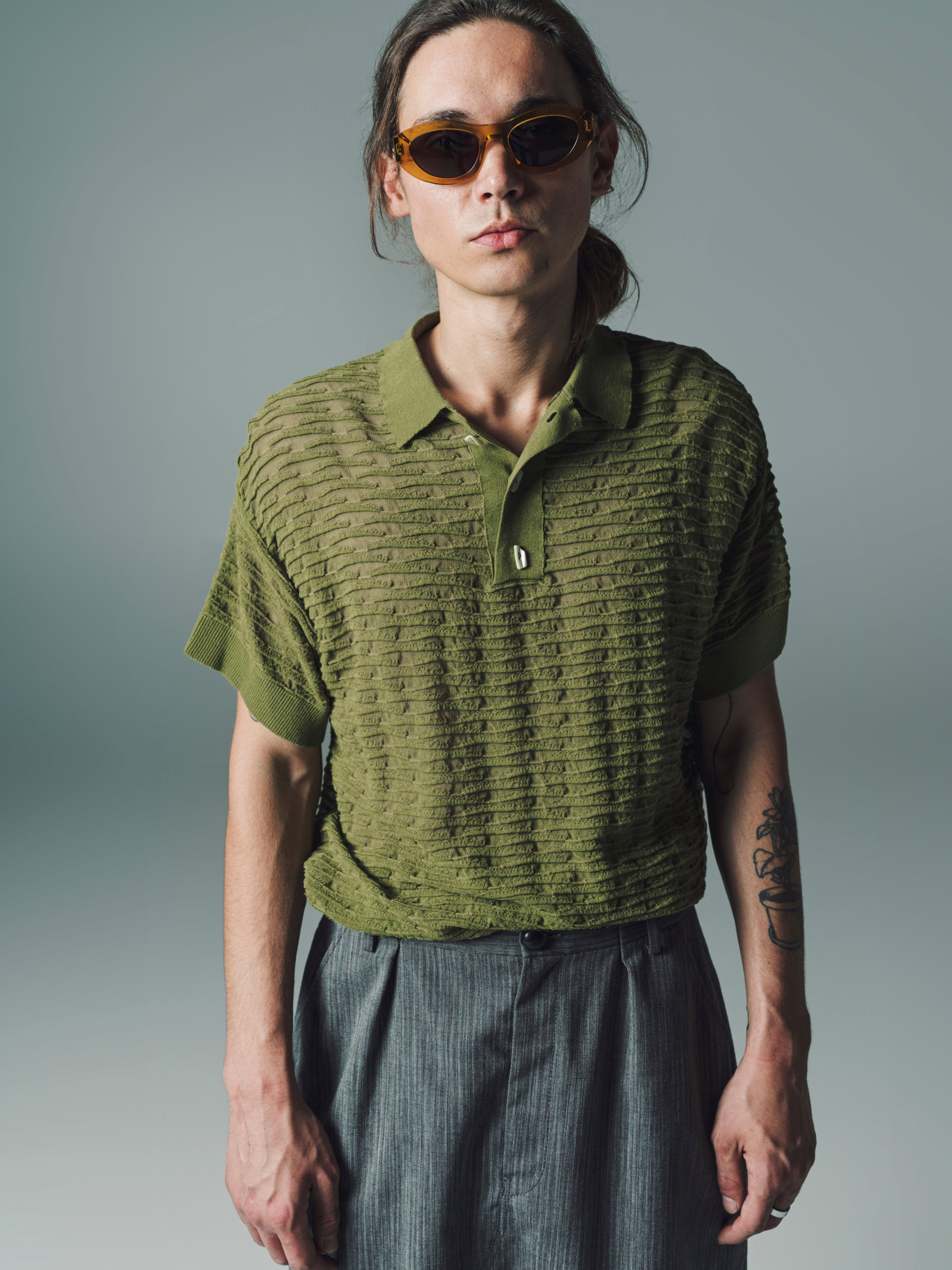 NAMACHEKO knit polo shirt Namacheko Taske Scale Short Sleeve Polo