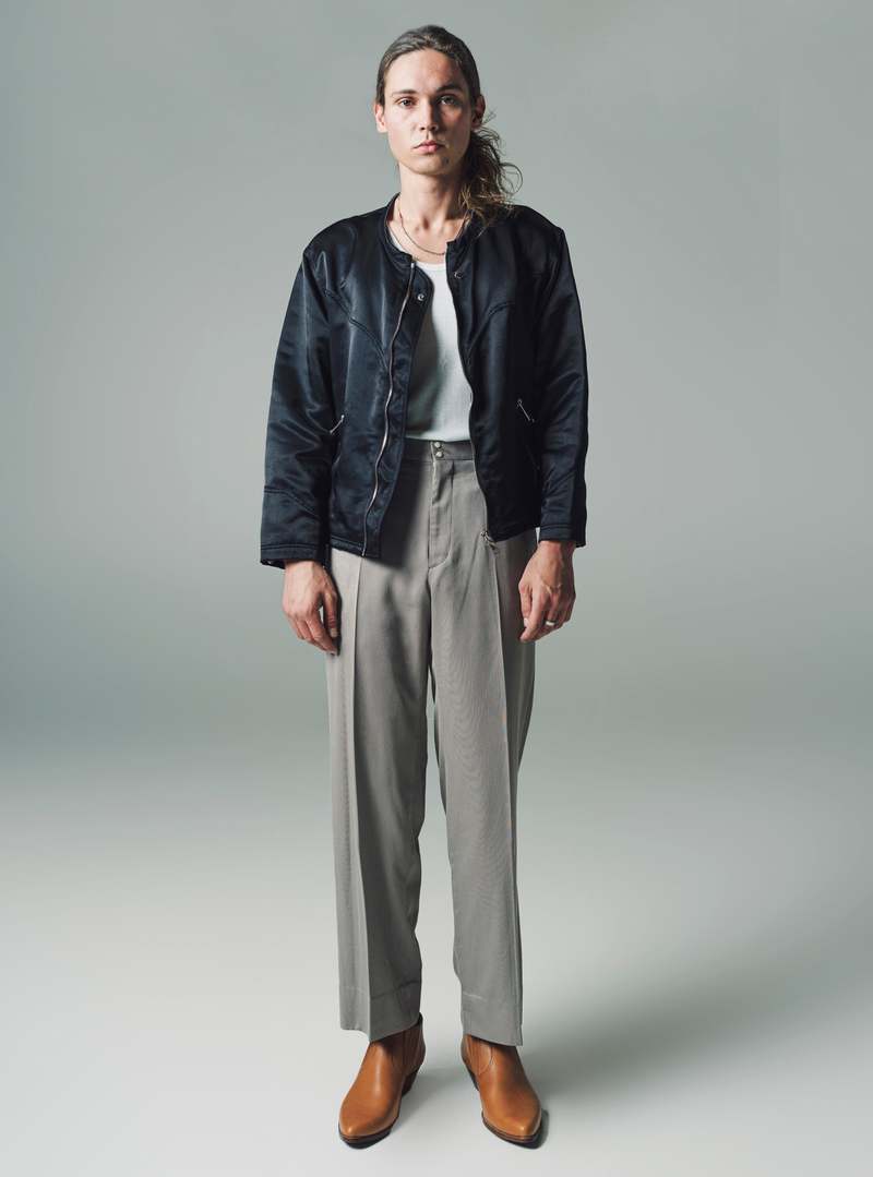 The Letters Rayon Gabardine Western Wide Trousers - Greige