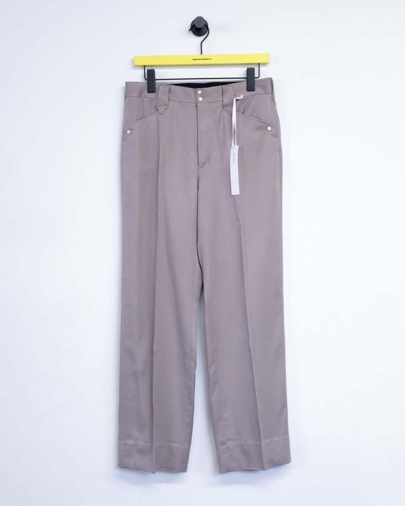 The Letters Rayon Gabardine Western Wide Trousers - Greige