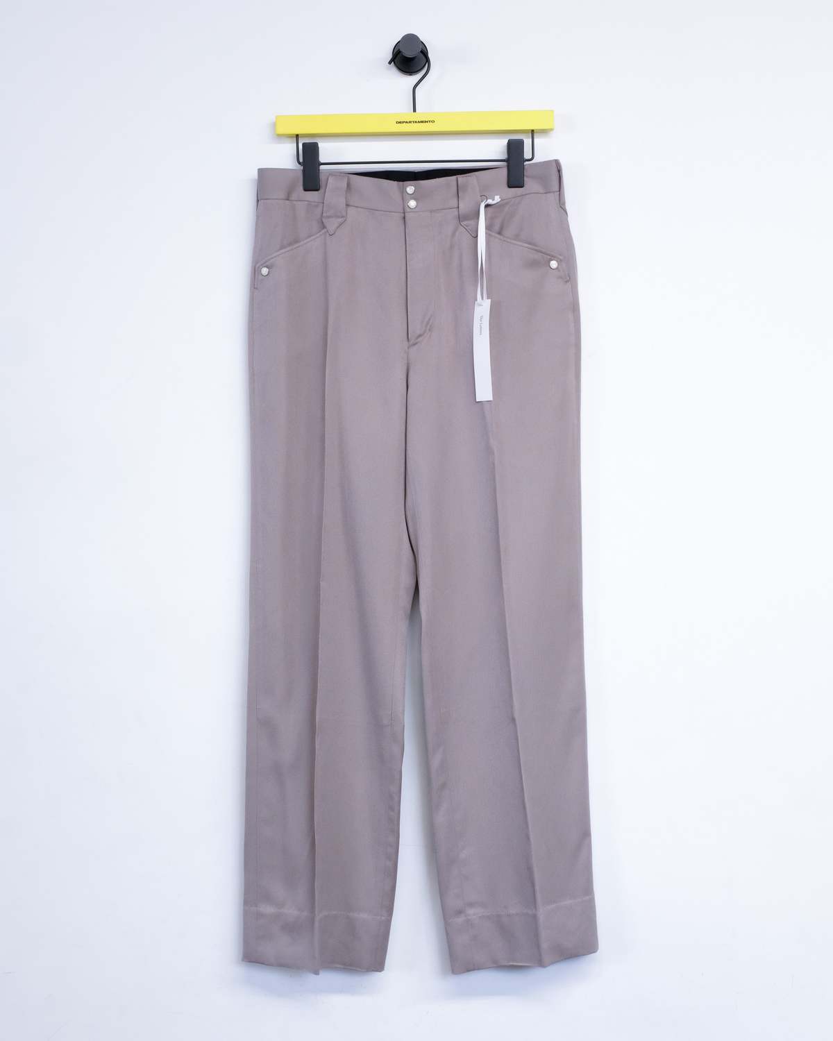 The Letters Rayon Gabardine Western Wide Trousers - Greige - Image 5 of 6