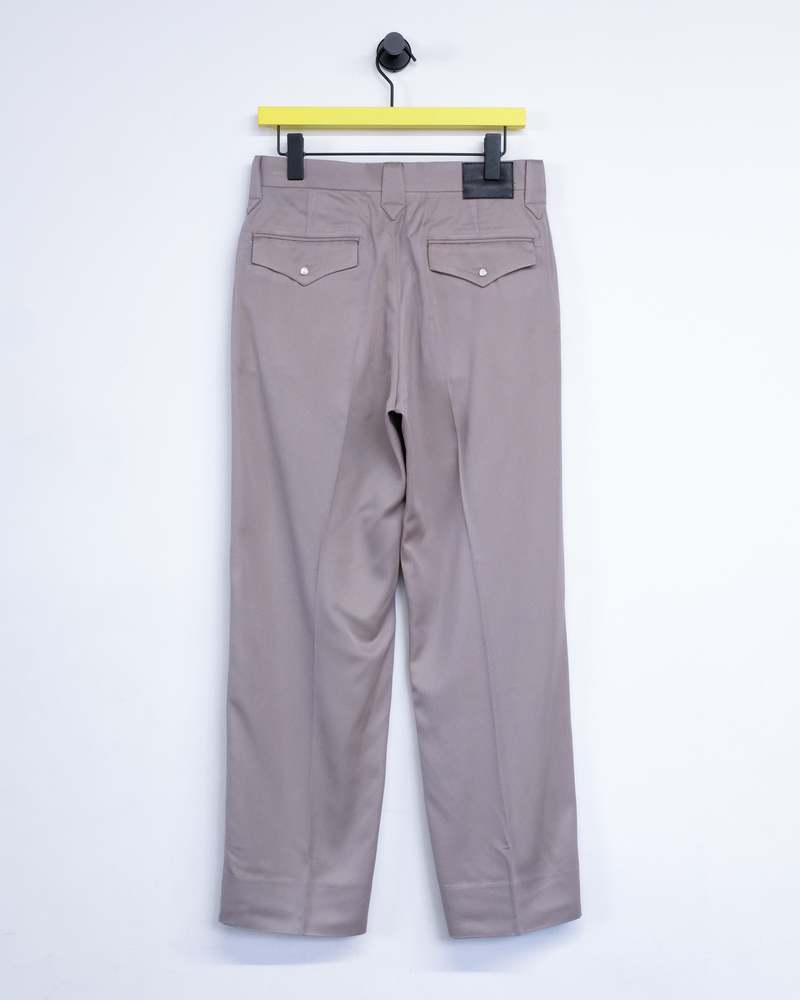The Letters Rayon Gabardine Western Wide Trousers - Greige
