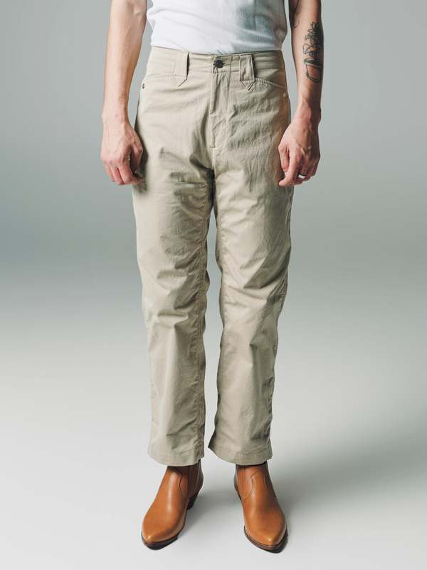 The Letters Cotton Gabardine Western Wide Pants - Khaki