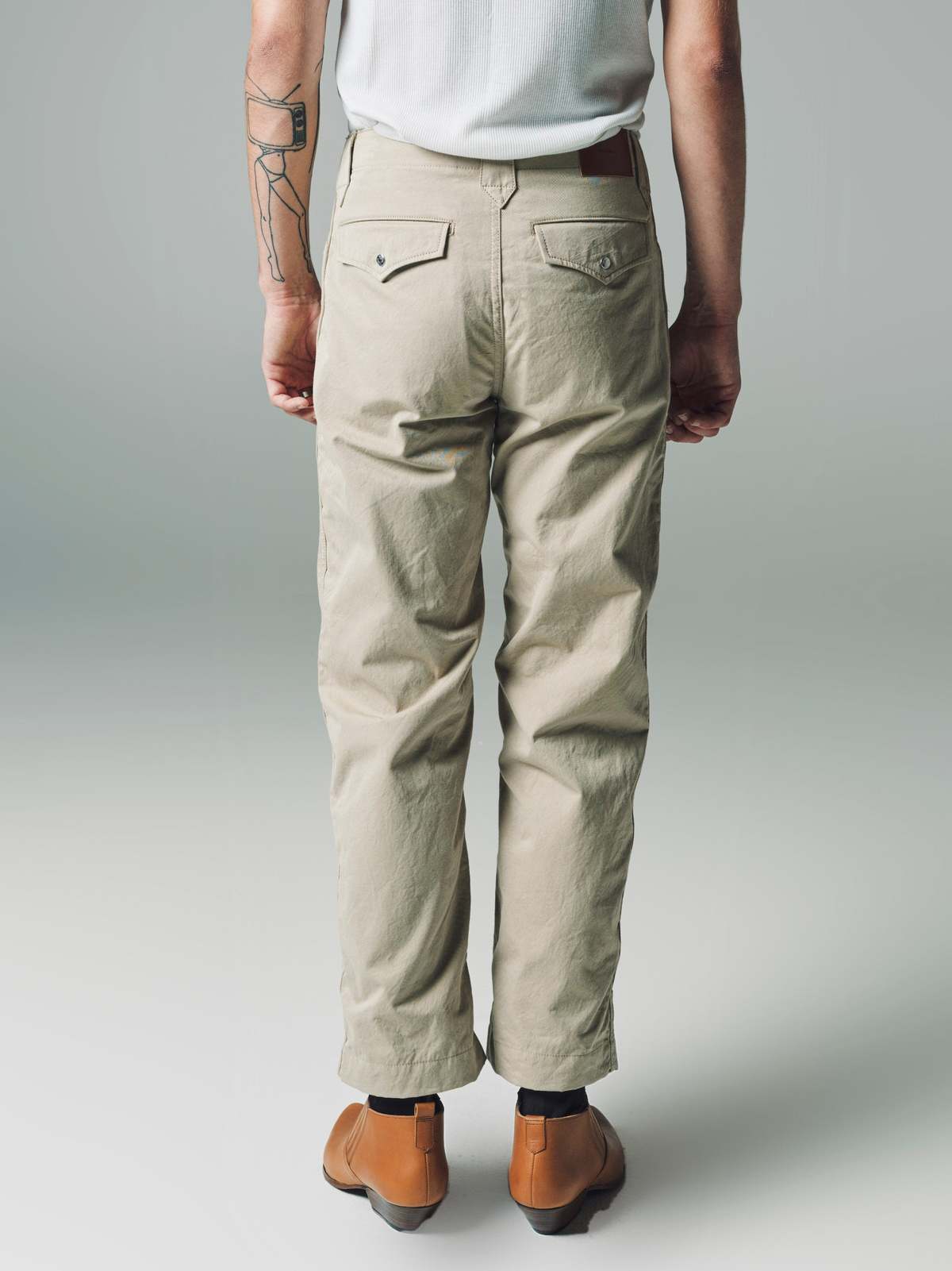 The Letters Cotton Gabardine Western Wide Pants - Khaki - Image 3 of 6
