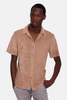 Blue&Cream Pool Terry Short Sleeve Buttondown - Camel - Thumbnail 3