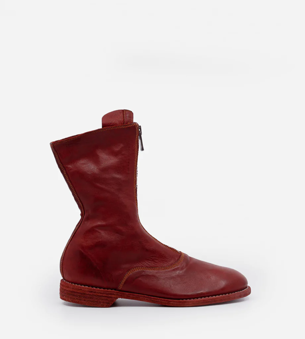 Guidi Front Zip Army Boot - Red