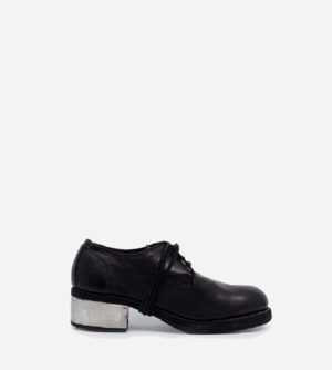 Guidi Metal Heel Lace up Loafer - Black | Garmentory