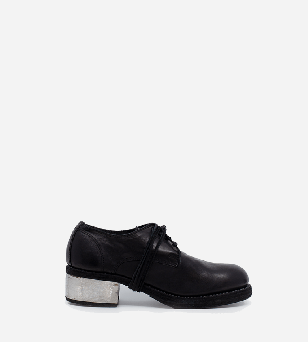 Guidi Metal Heel Lace up Loafer - Black | Garmentory
