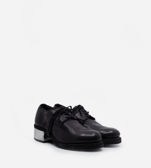 Guidi Metal Heel Lace up Loafer - Black | Garmentory