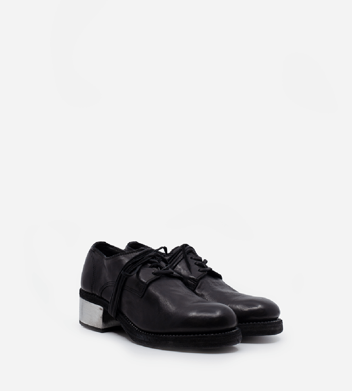 Guidi Metal Heel Lace up Loafer - Black | Garmentory