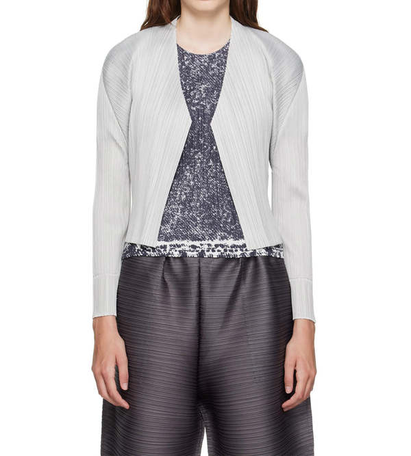 Pleats Please by Issey Miyake Basic Pleated Cardigan - Light Grey