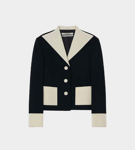 KIMHĒKIM Bicolor bow bolero jacket KIMHEKIM Puffy Bow Cropped Jacket - Black | Garmentory