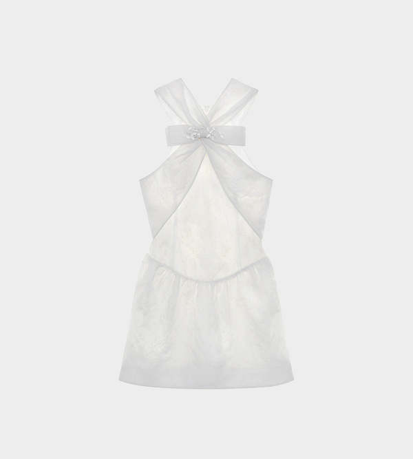 SHUSHU/TONG shushutong ホワイトミニワンピース 半袖 Shushu/Tong Crossover Bow Short Dress - White | Garmentory
